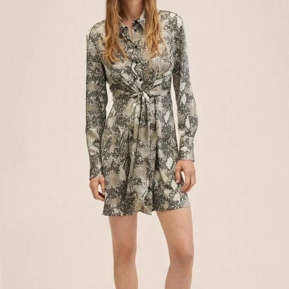Mango Snake Print Shirt Dress